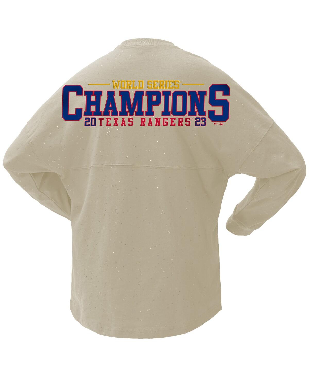 Shop Spirit Jersey Women's  Cream Texas Rangers 2023 World Series Champions Sparkle Long Sleeve T-shirt