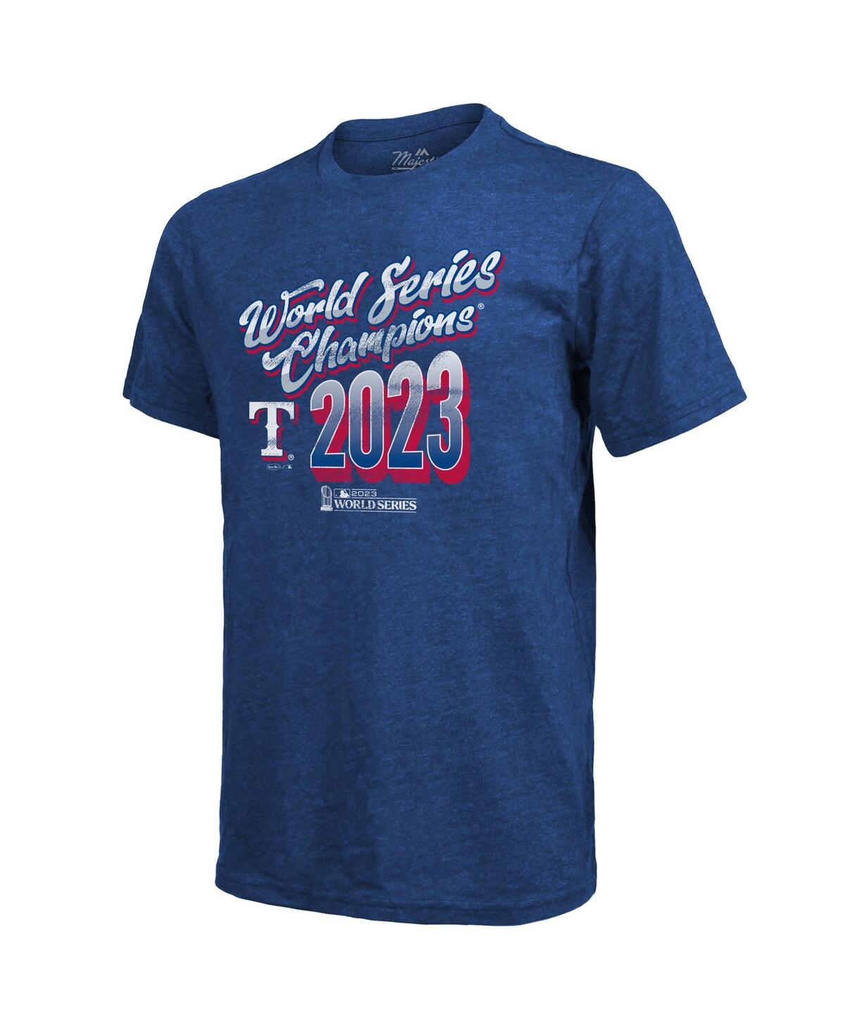 Majestic Threads  Royal Texas Rangers 2023 World Series Champions Life Of The Party Tri-blend Roster In Royal