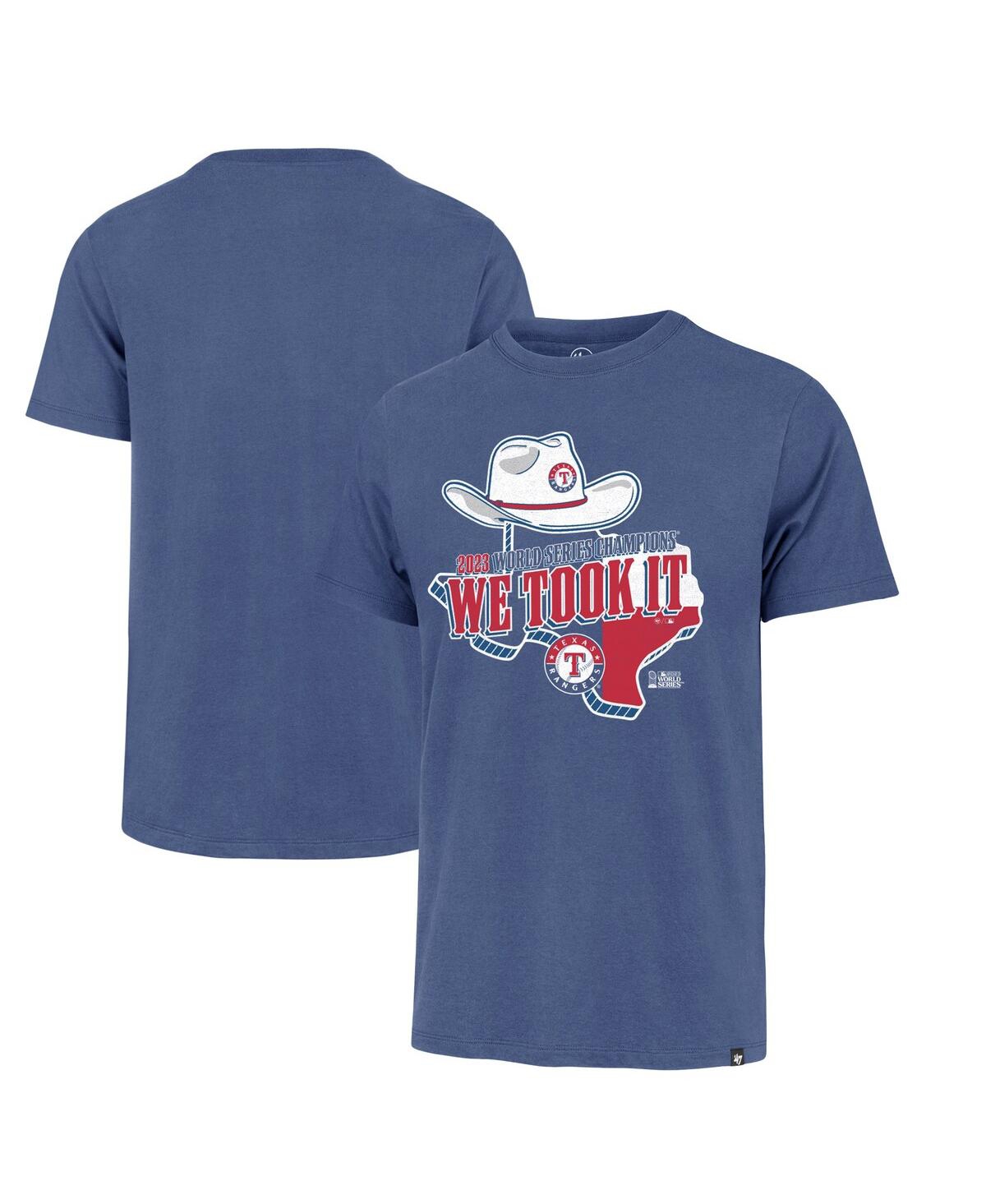 47 Brand Men's ' Royal Texas Rangers 2023 World Series Champions Local Playoff Franklin T-shirt
