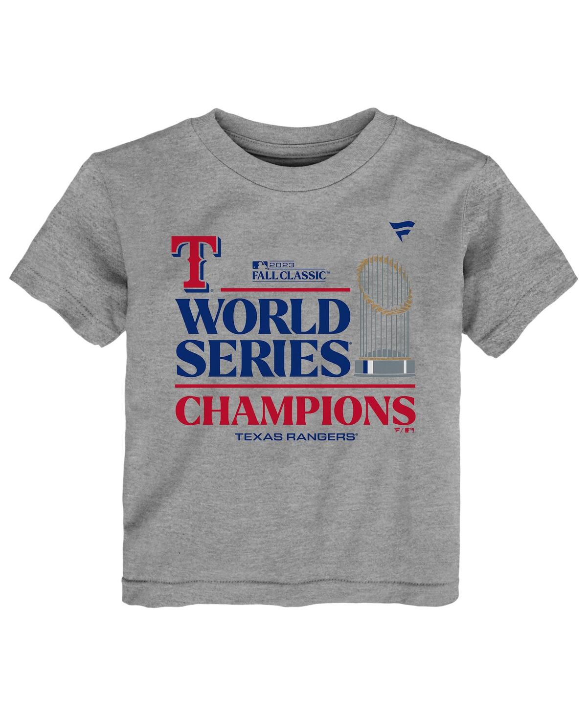 Toddler Boys and Girls FanaticsTexas Rangers 2023 World Series Champions Locker Room T-shirt - Heather Gray