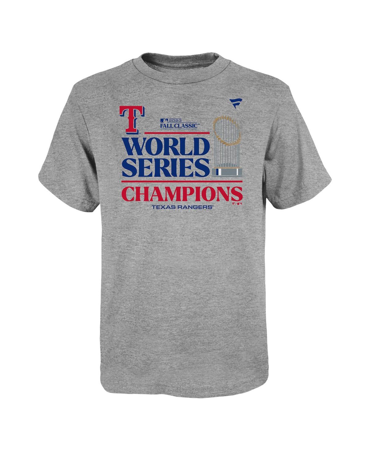 Preschool Boys and Girls FanaticsTexas Rangers 2023 World Series Champions Locker Room T-shirt - Heather Gray
