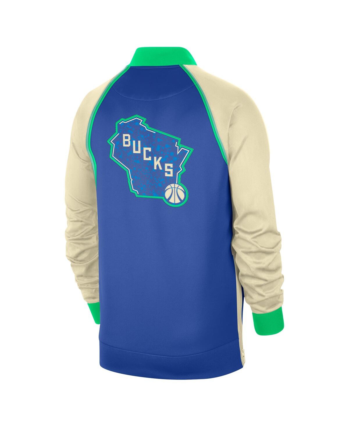 Men's NikeMilwaukee Bucks 2023/24 City Edition Authentic Showtime Performance Raglan Full-Zip Jacket - Royal