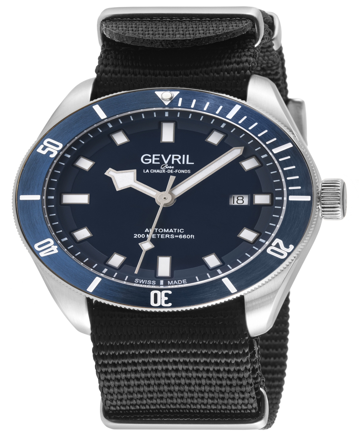 Gevril Men's Yorkville Black Nylon Watch 43mm
