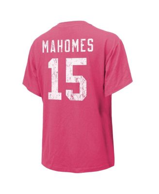 Women's Threads Patrick Mahomes Pink Distressed Kansas City Chiefs Name and Number T-shirt