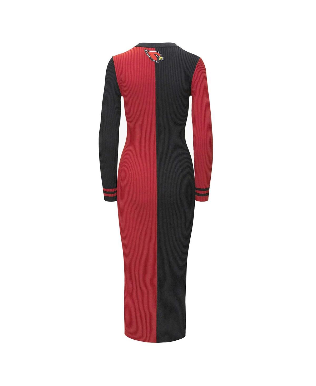 Shop Staud Women's  Black, Cardinal Arizona Cardinals Shoko Knit Button-up Sweater Dress In Black,cardinal