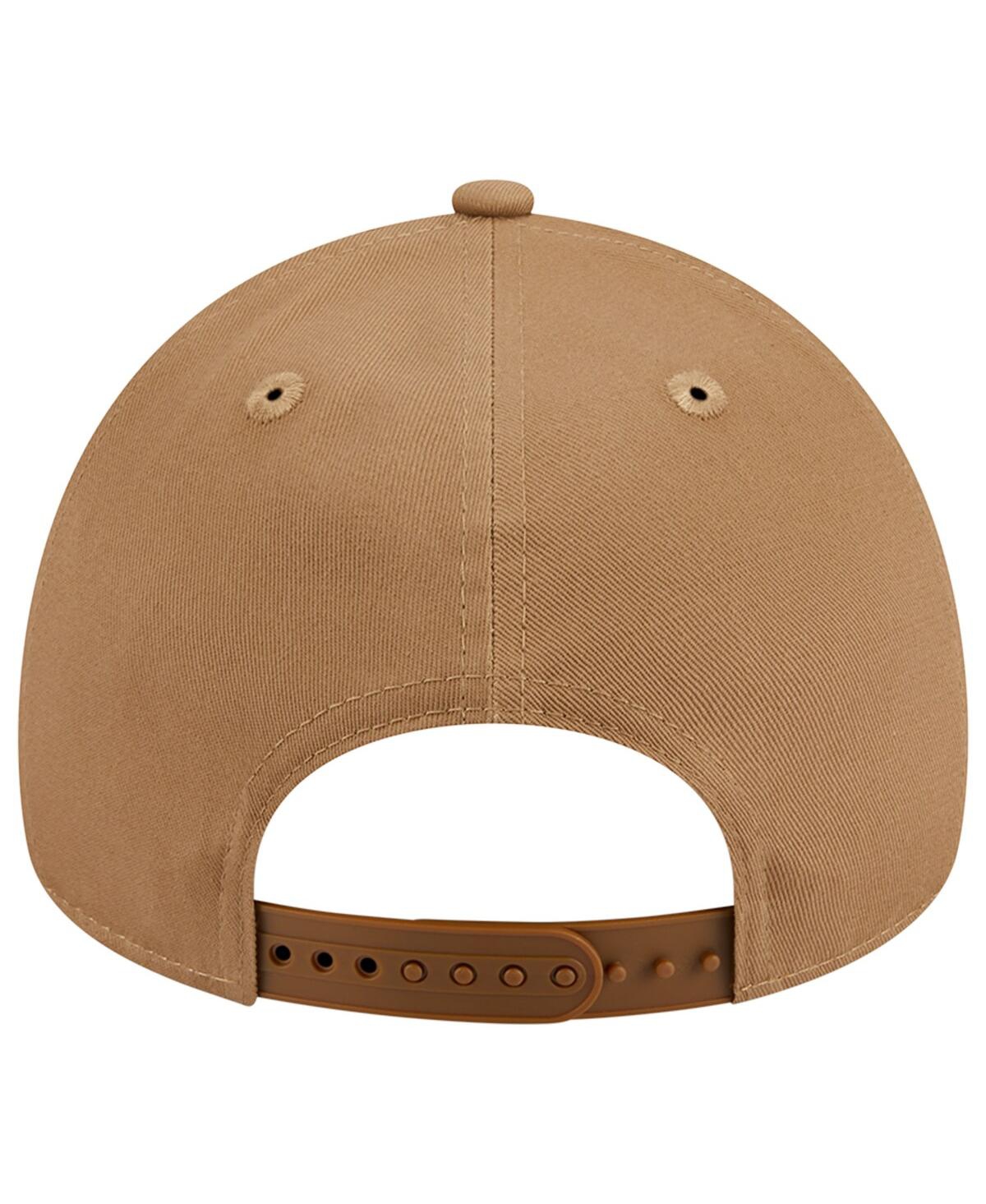 NEW ERA MEN'S NEW ERA KHAKI ATLANTA BRAVES A-FRAME 9FORTY ADJUSTABLE HAT 