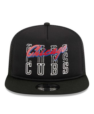Men's Black Chicago Cubs Street Team A-Frame Trucker 9FIFTY Snapback Hat