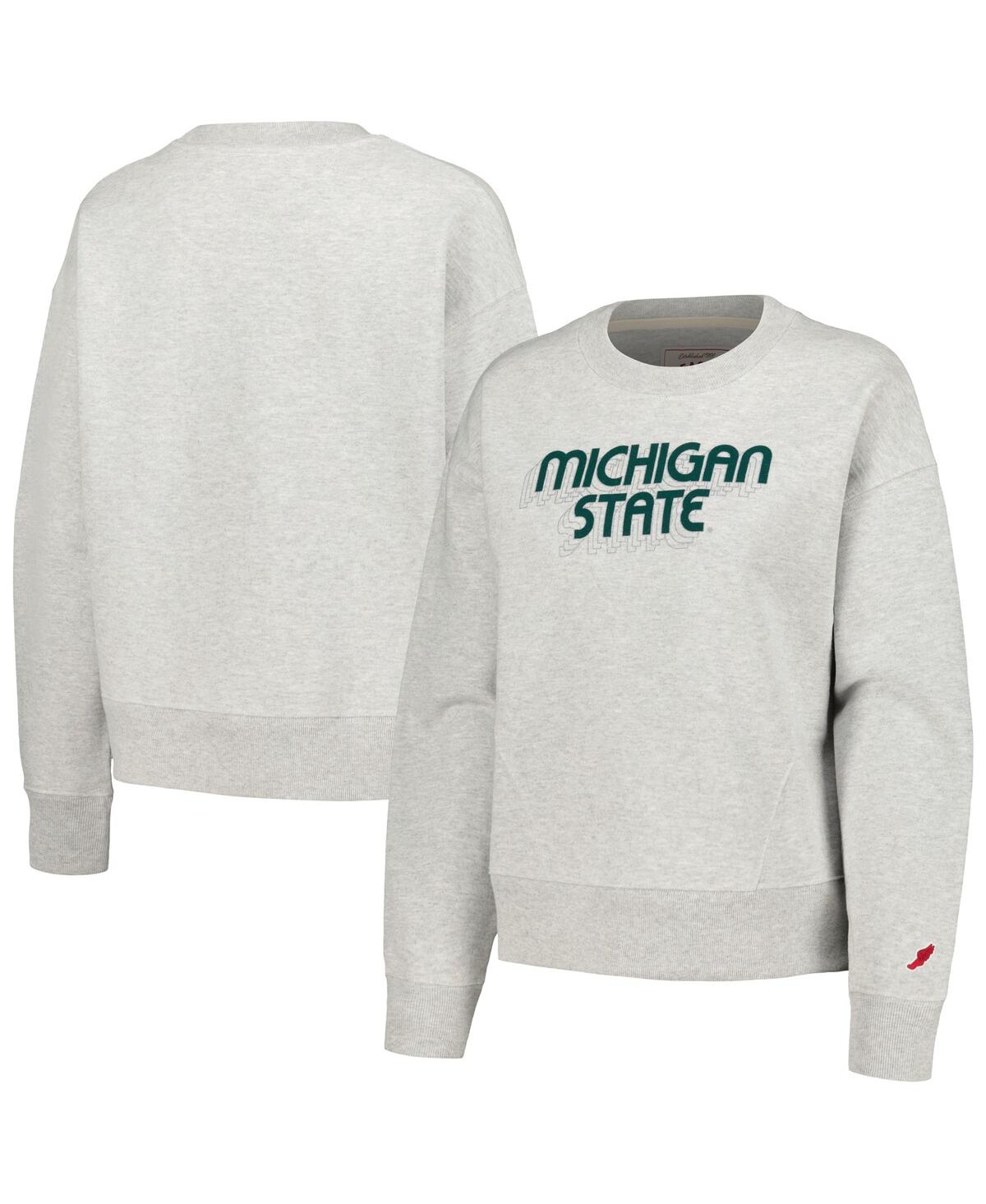 Shop League Collegiate Wear Women's  Ash Michigan State Spartans Boxy Pullover Sweatshirt