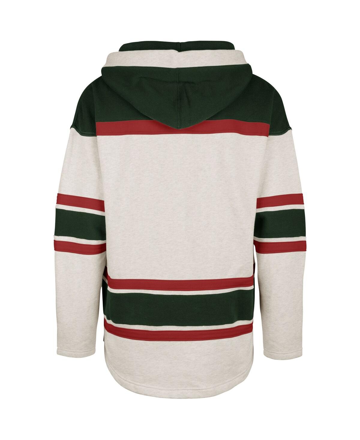 Men's '47 Brand Oatmeal Minnesota Wild Rockaway Lacer Pullover Hoodie