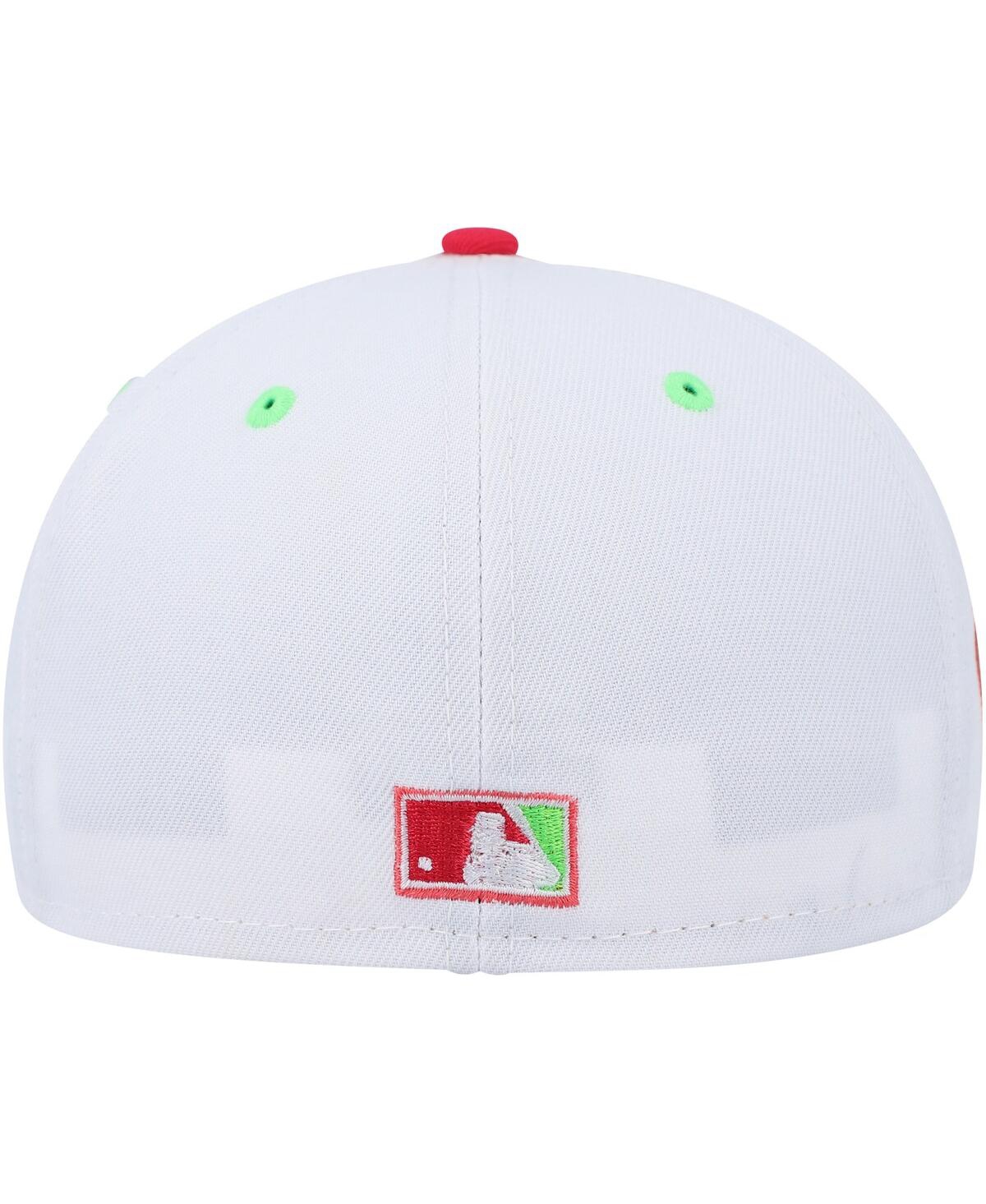 Men's New Era Coral Pittsburgh Pirates Three Rivers Stadium 30th Anniversary Strawberry Lolli 59FIFTY Fitted Hat - Coral