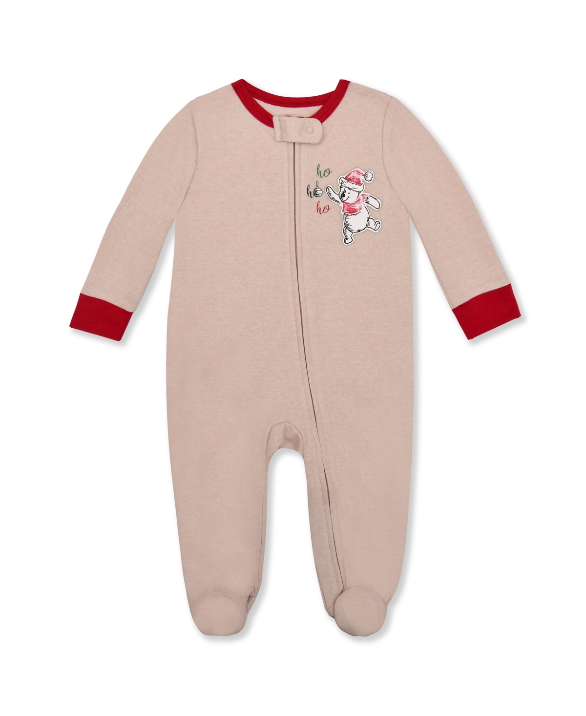 Disney Baby Boys Winnie The Pooh Holiday Long Sleeve Coverall In Chili Pepper,oatmeal Heather