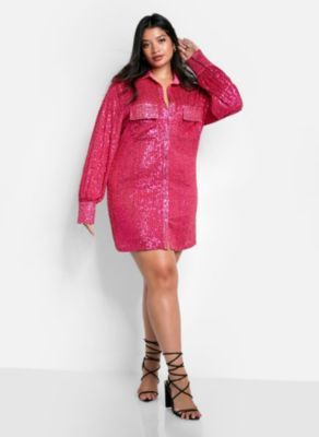 Rebdolls Plus Size Sapphire Sequin Oversized Shirt Dress Macy s