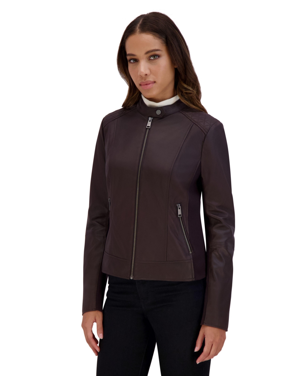 Glenbrook Lightweight Women's Leather Racer Jacket