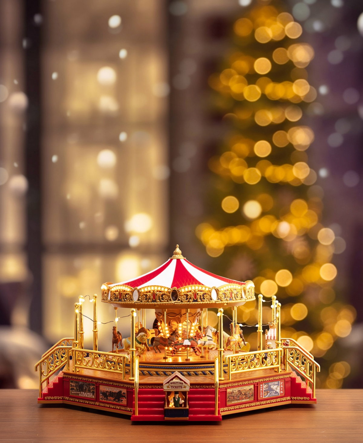 Mr. Christmas 90th Anniversary Collection Animated Musical World's Fair Boardwalk Carousel In Multi