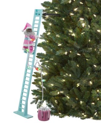 43" Animated Pastel Super Climbing Black Santa