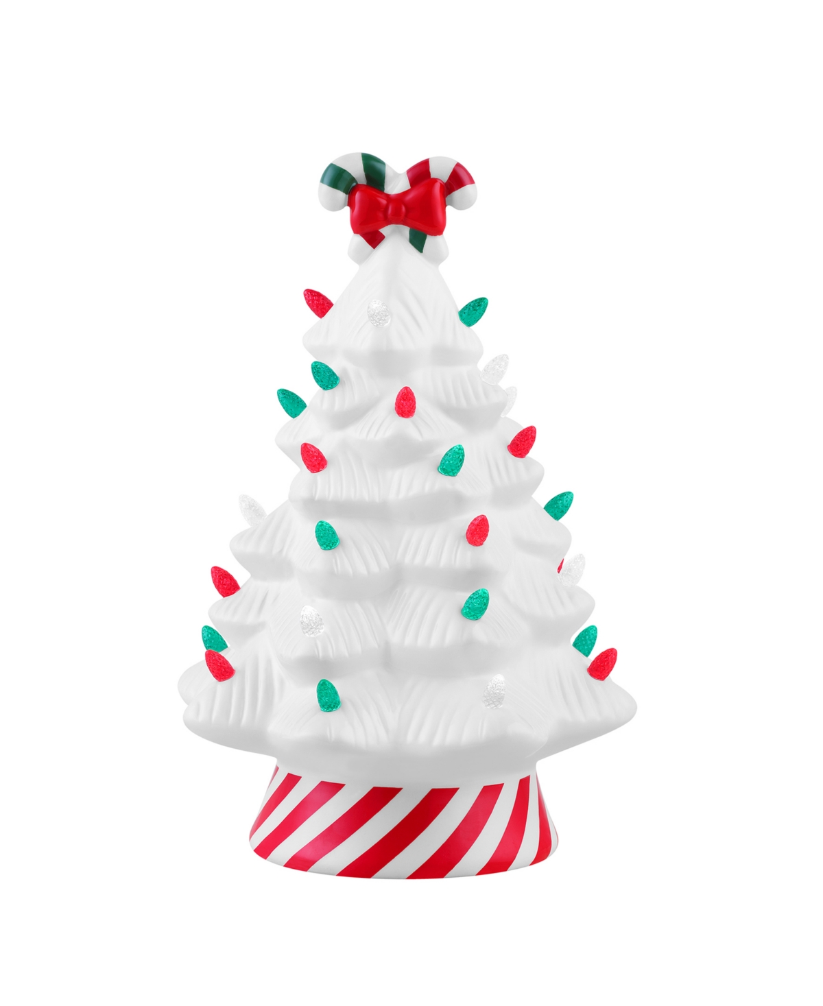 Mr. Christmas 12" Nostalgic Ceramic Lit Candy Cane Tree, Red In White