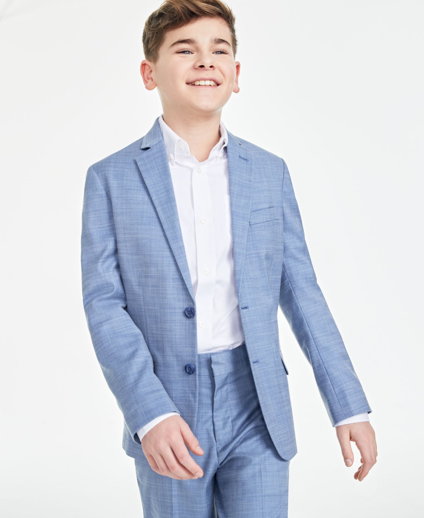 Пиджак Tommy Hilfiger Modern-Fit Stretch Sharkskin Suit Jacket для мальчиков, цвет: Синий — фото 1