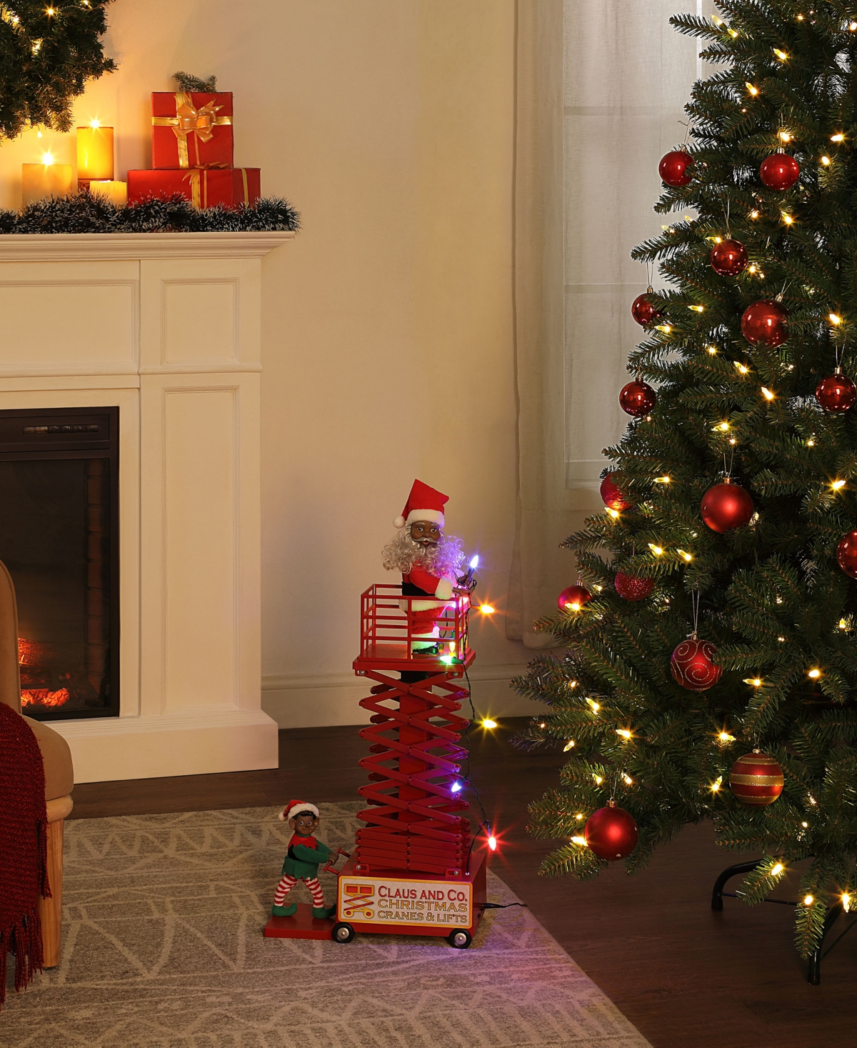 Animated Musical Santa's Lift Black