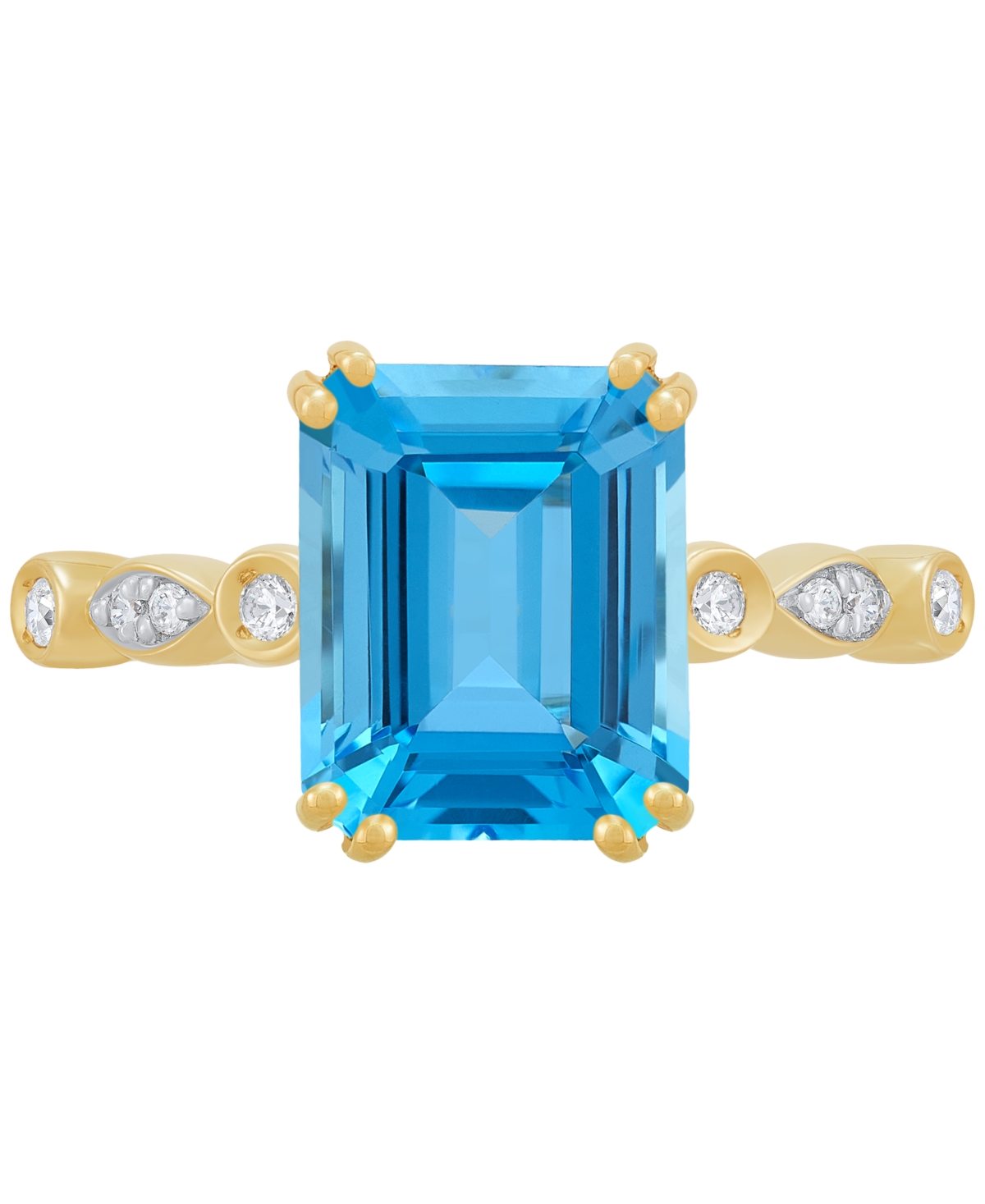 Amethyst (3-1/20 ct. t.w.) & Diamond (1/20 ct. t.w.) Ring in 14K Yellow Gold (Also in Citrine, & Garnet) - Blue Topaz