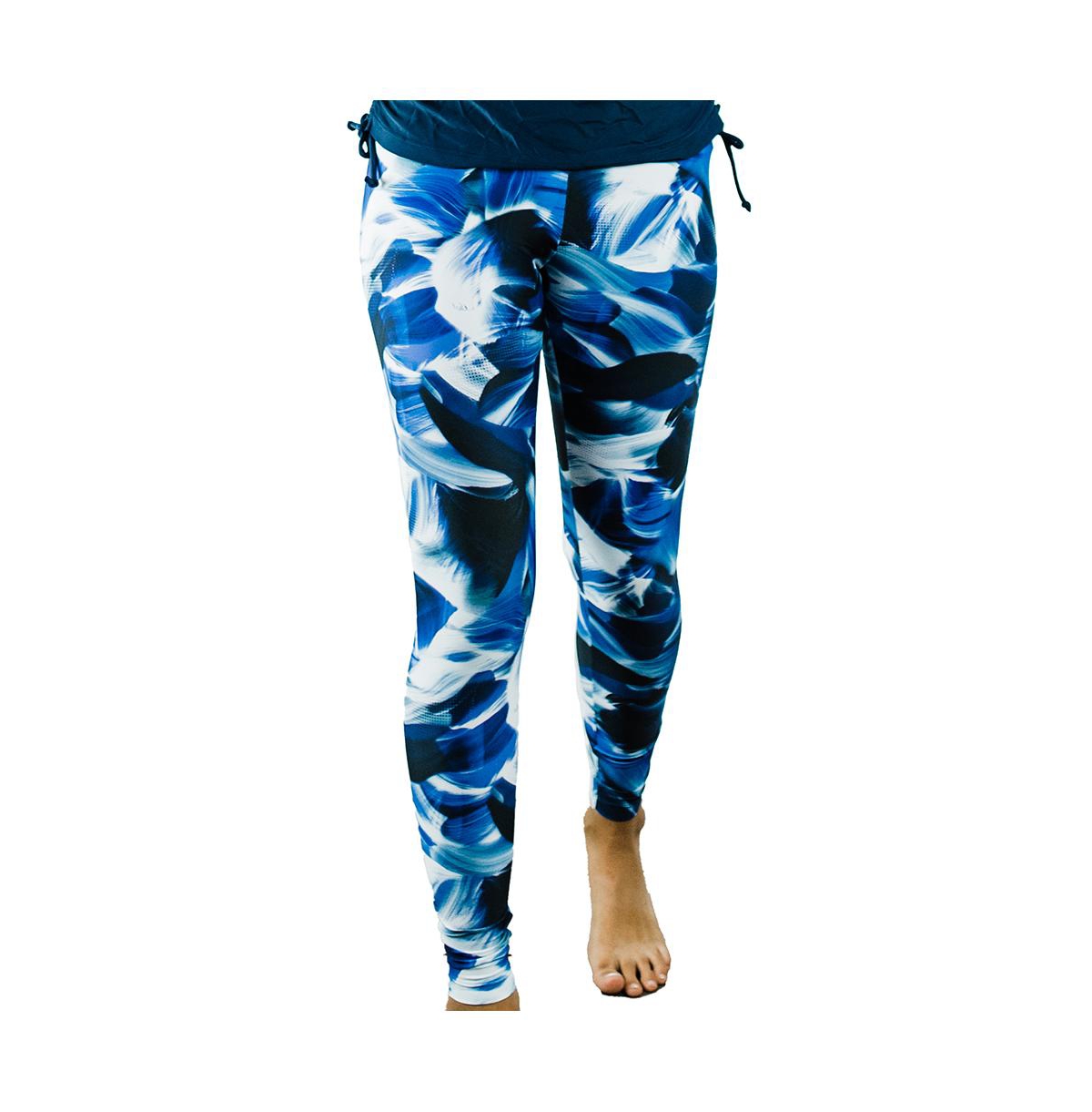 Women's Long Swim Leggings - Navy wave