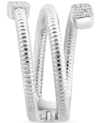 EFFY&reg; Diamond Square Cluster Coil Ring (1/10 ct. t.w.) in Sterling Silver