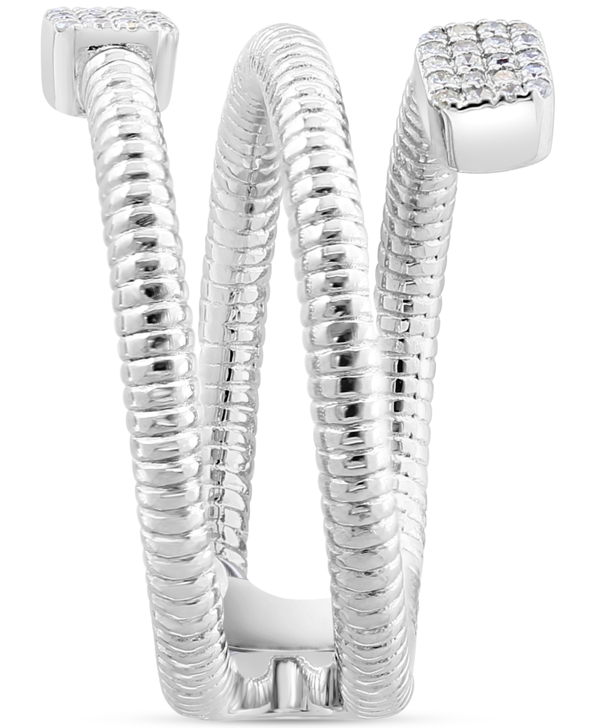 Effy Diamond Square Cluster Coil Ring (1/10 ct. t.w.) - Sterling Silver