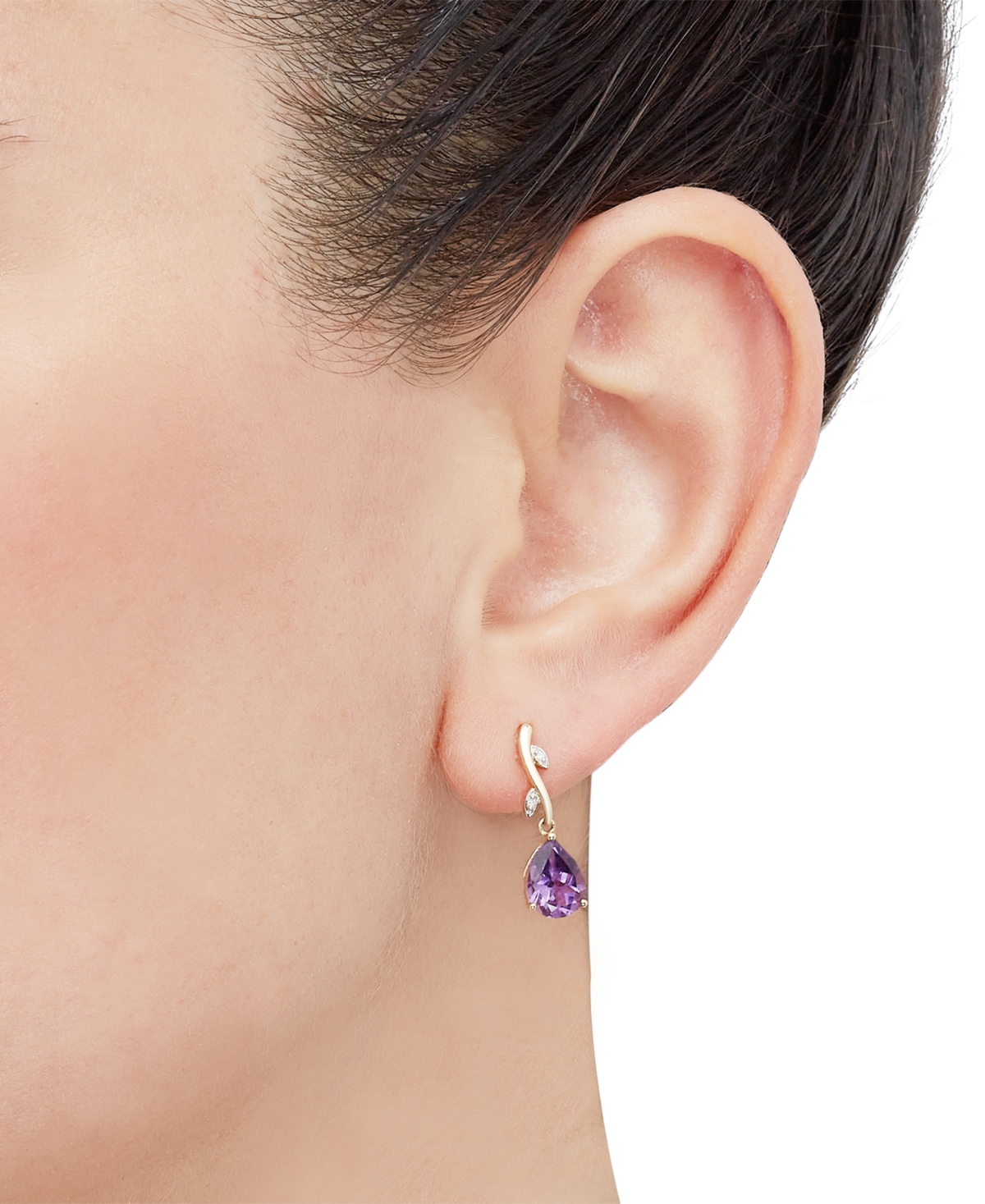 (1-7/8 ct. t.w.) & Diamond Accent Vine Motif Drop Earrubgs in 14k Gold (Also in London Blue Topaz) - Amethyst