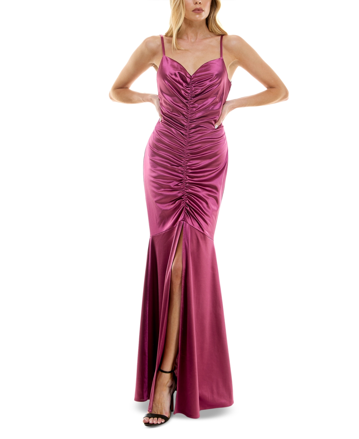 Bcx Juniors' Ruched Mermaid Dress, Created For Macy's In Plum