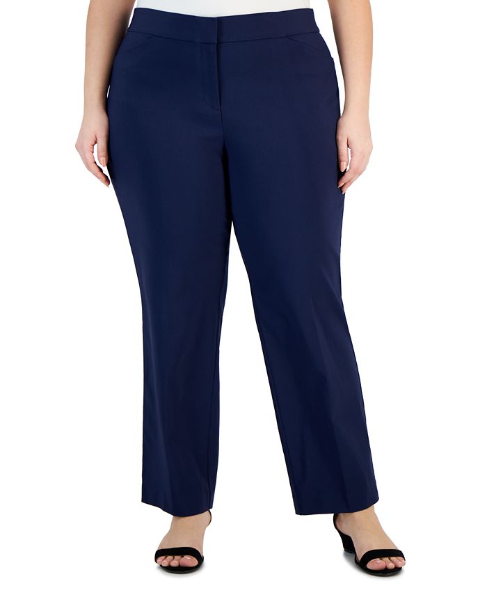 JM Collection Plus Size Curvy-Fit Straight-Leg Pants, Created for Macy ...