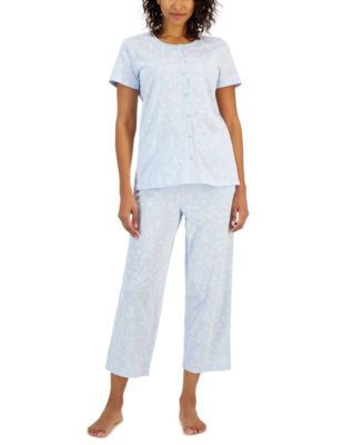 Charter Club Women's 2-Pc. Cotton Floral Cropped Pajamas Set, Created ...