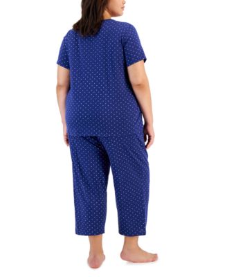 Plus Size 2-Pc. Cotton Cropped Pajamas Set, Created for Macy's