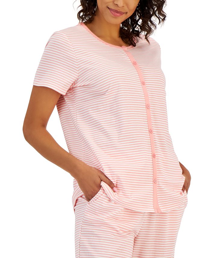 Charter Club Women's 2-Pc. Cotton Striped Cropped Pajamas Set, Created ...