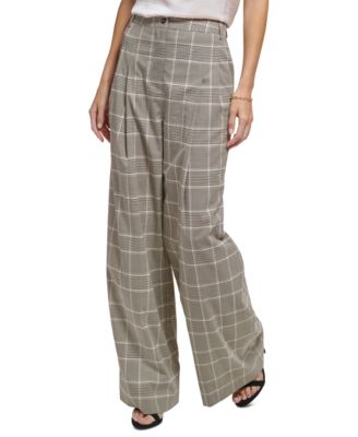 Petite Plaid-Print Wide-Leg Essex Pants