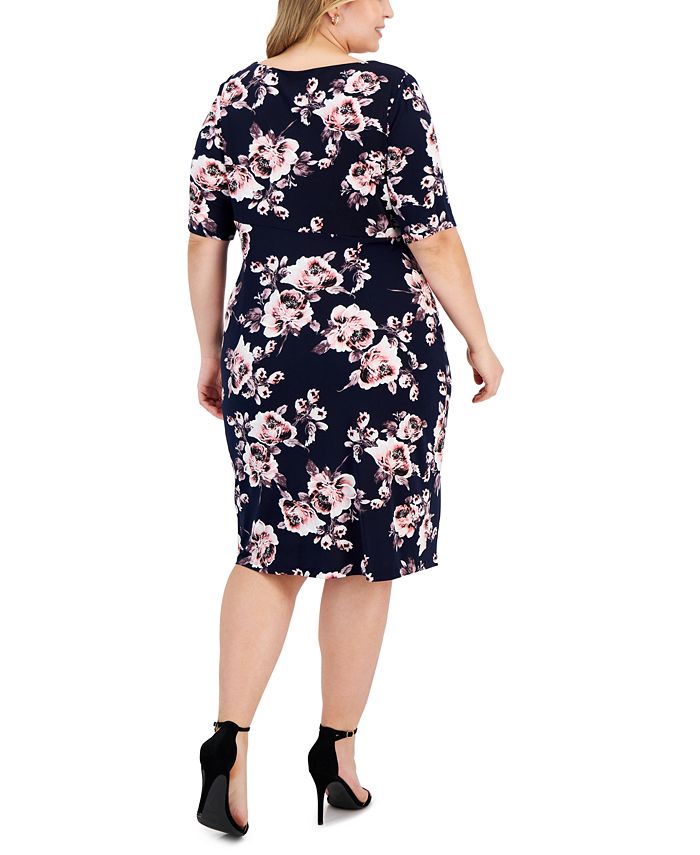 Connected Plus Size Printed Side-Tab Sheath Dress - Macy's