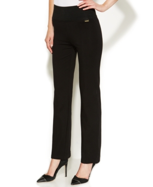 image of Calvin Klein High-Rise Straight-Leg Compression Pants