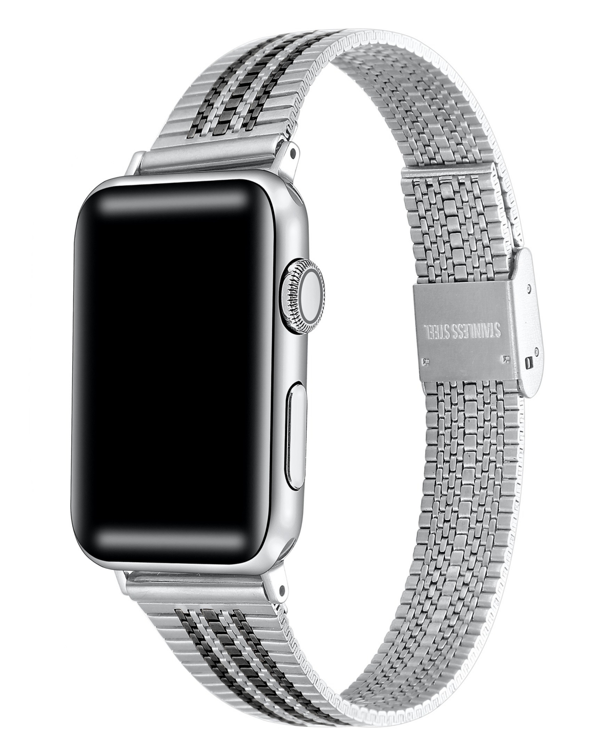Posh Tech Unisex Eliza Stainless Steel Bicolor Band For Apple Watch Size- 42mm, 44mm, 45mm, 49mm In Silver,black