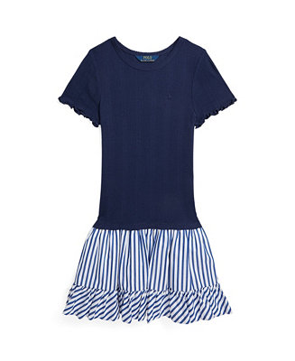 Polo Ralph Lauren Big Girls Woven-Skirt Pointelle-Knit Cotton Dress ...