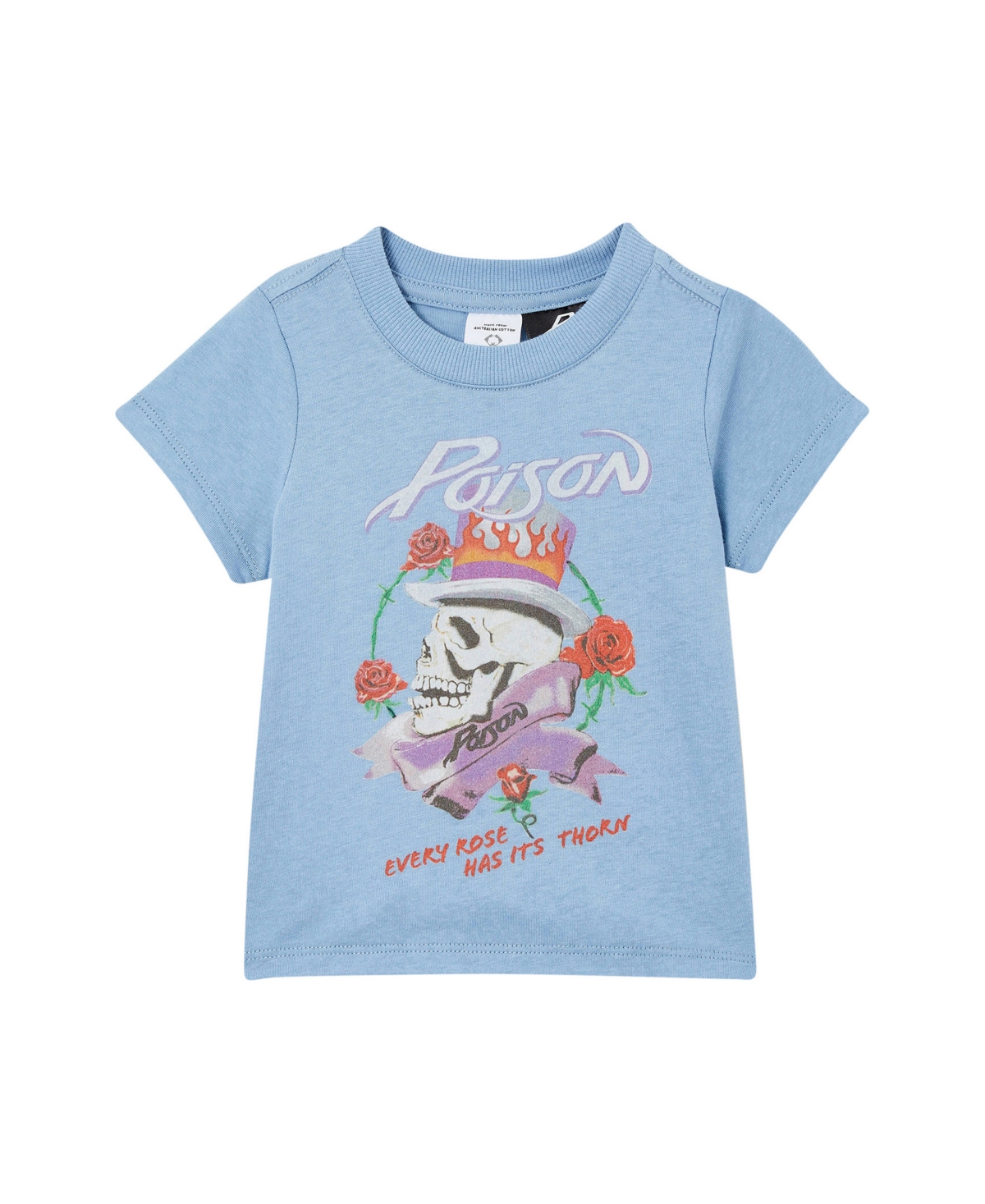 Cotton On Kids' Baby Boy Or Girl Poison Skeleton Short Sleeve T-shirt In Dusty Blue,poison Skeleton