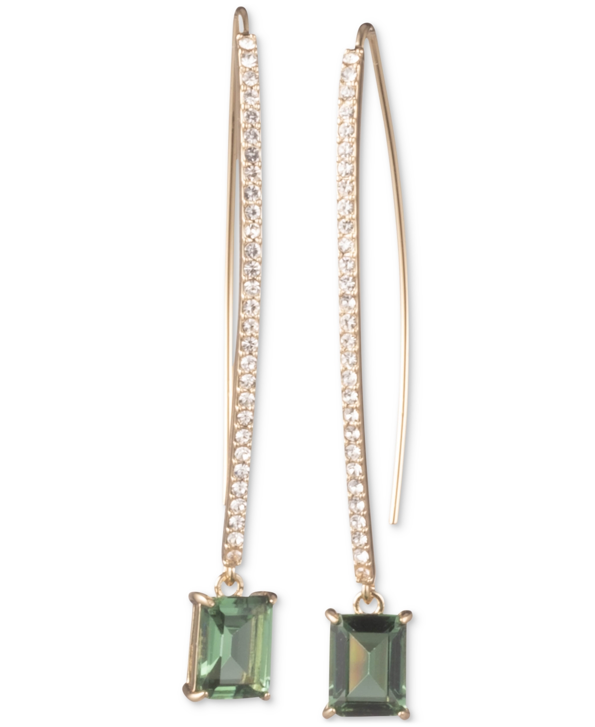 Lauren Ralph Lauren Crystal Threader Earrings In Green
