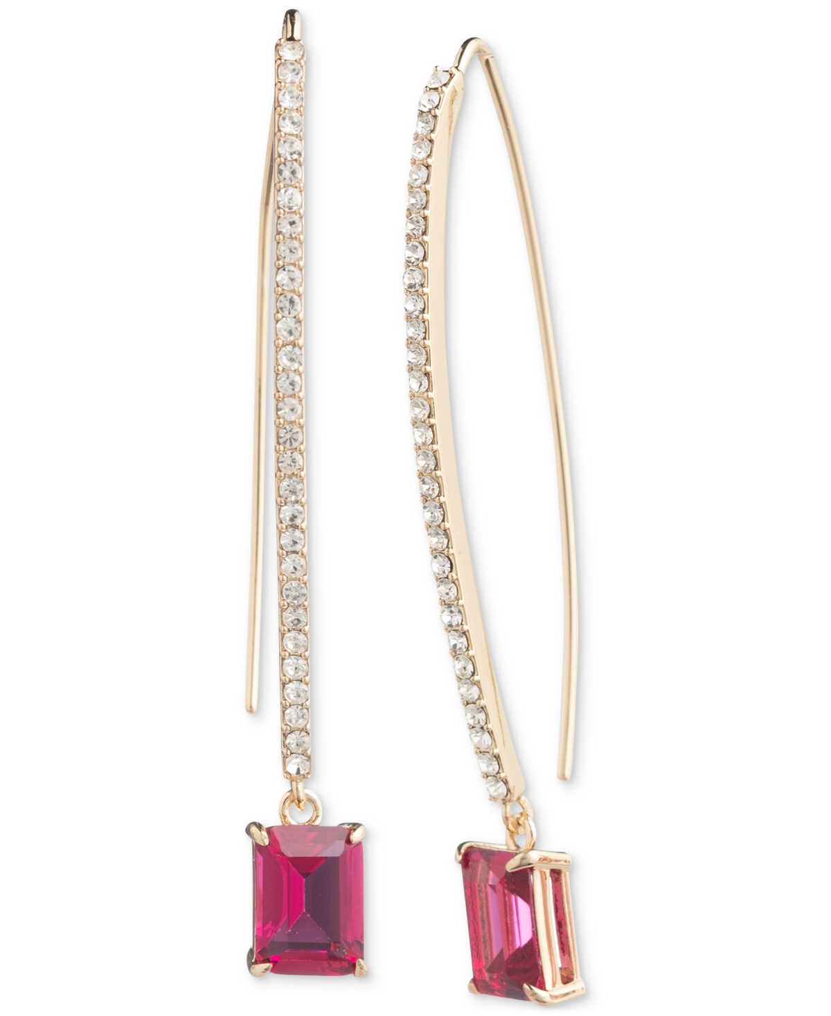 Lauren Ralph Lauren Crystal Threader Earrings In Pink