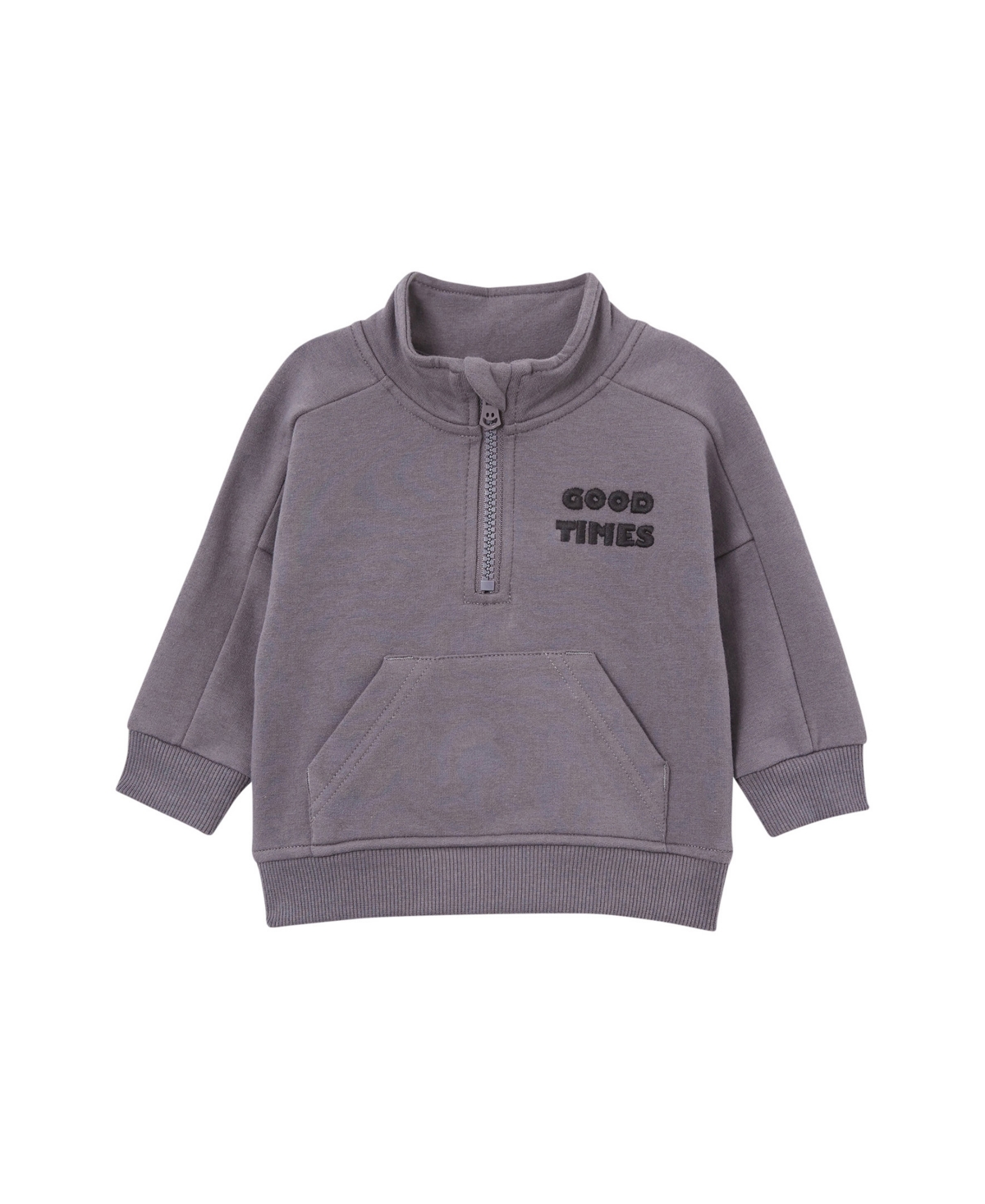 Cotton On Baby Boys And Baby Girls Azari Quarter Zip Pullover Sweatshirt In Rabbit Gray,good Times