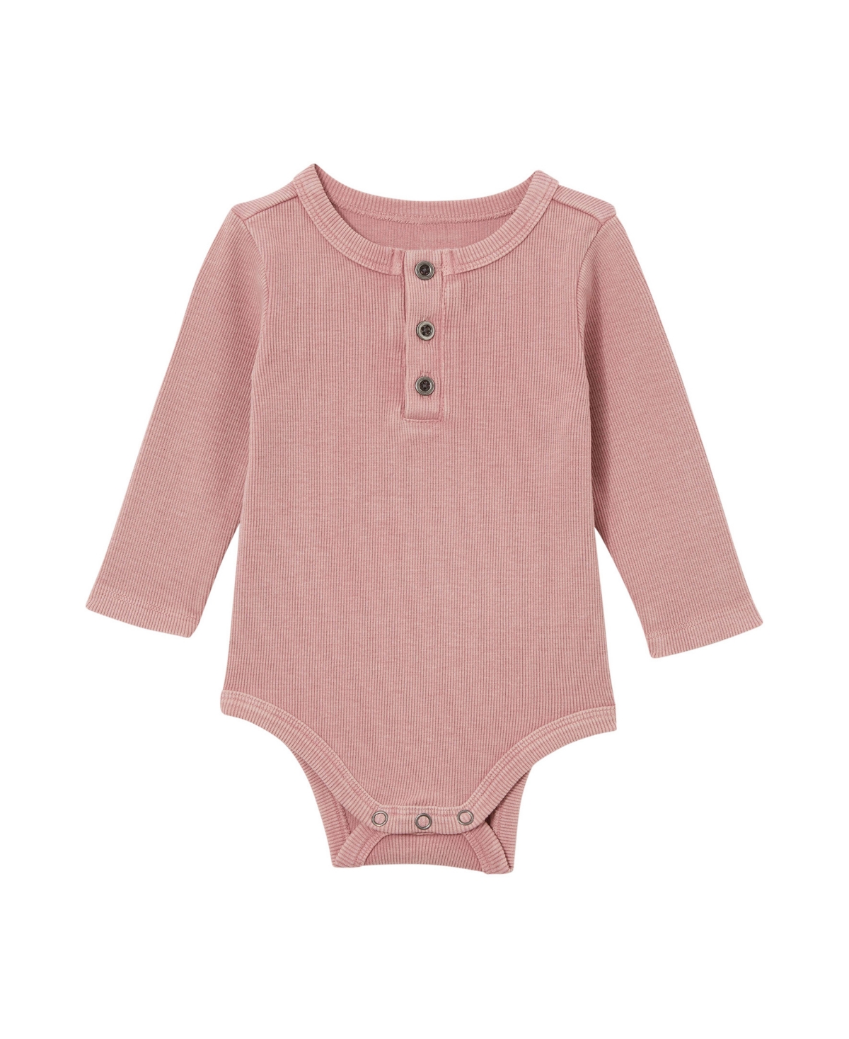Cotton On Baby Boys And Baby Girls The Remy Rib Long Sleeves Bodysuit In Very Berry Wash