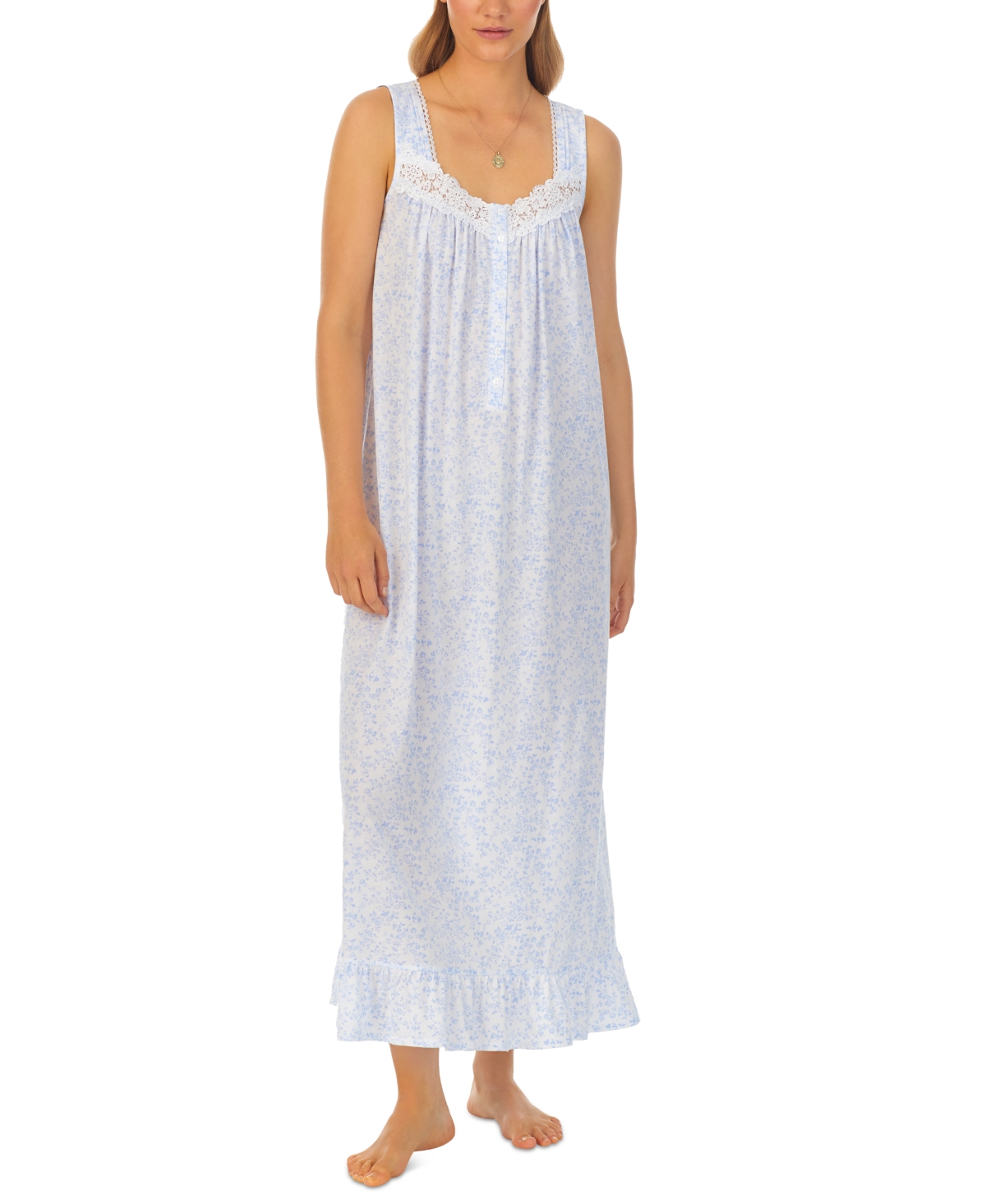 Women's Sleeveless Ballet Nightgown - White Blue