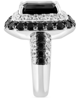 EFFY&reg; Onyx & White Topaz (1-1/2 ct. t.w.) Halo Ring in Sterling Silver