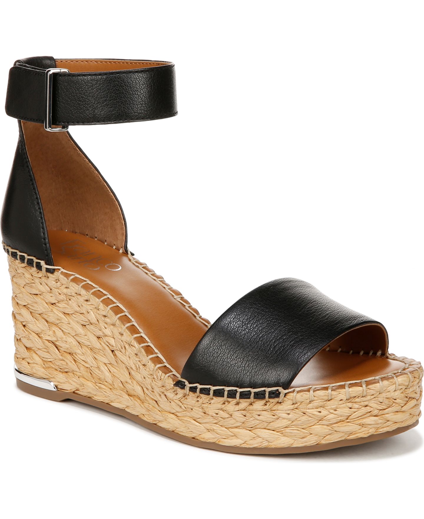 Женские сандалии Franco Sarto Clemens Espadrille Wedge, цвет: Чёрный кожаный — фото 1