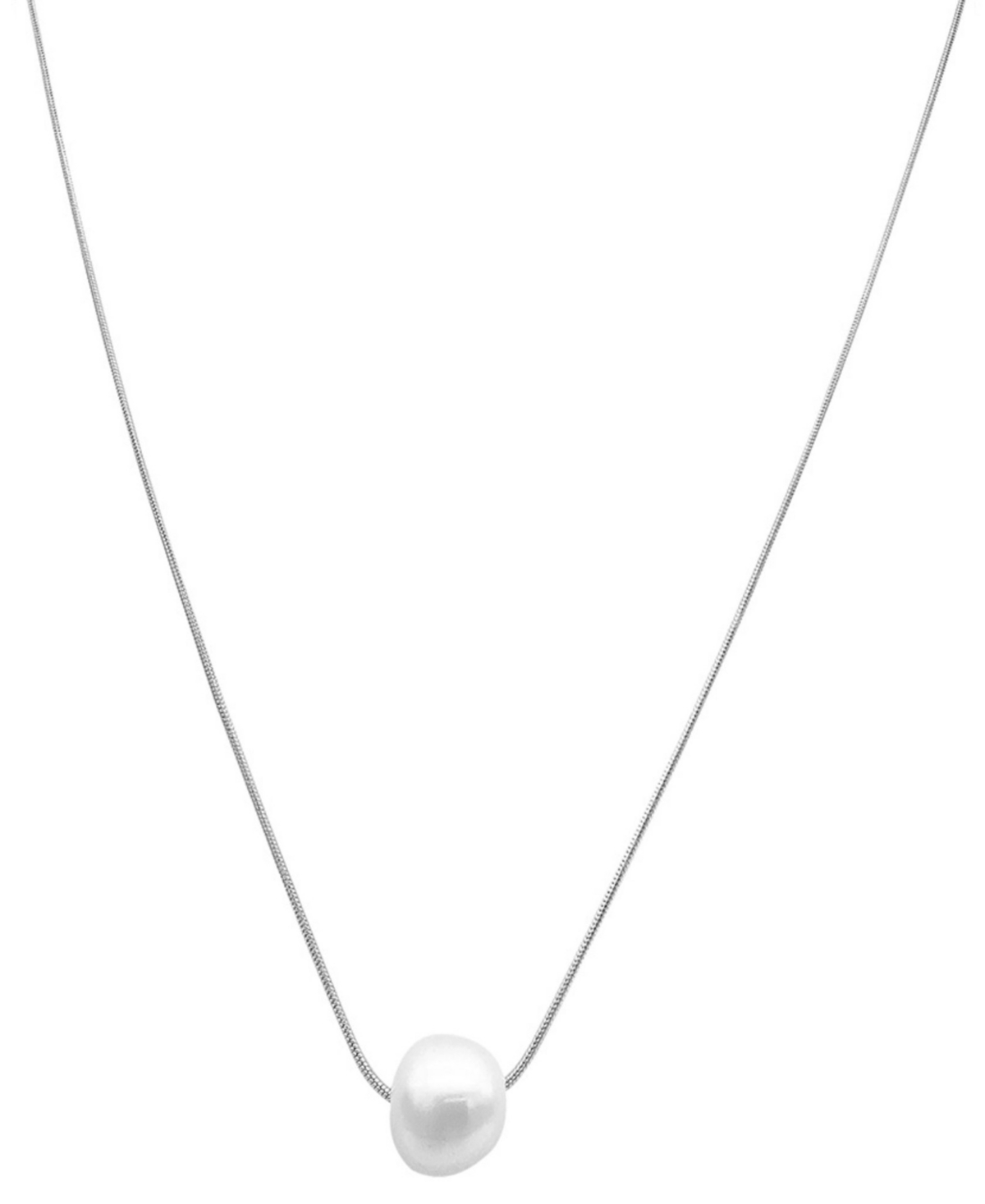 Silver-Tone Freshwater Pearl (10mm) Pendant Necklace, 16" + 2" extender - Silver
