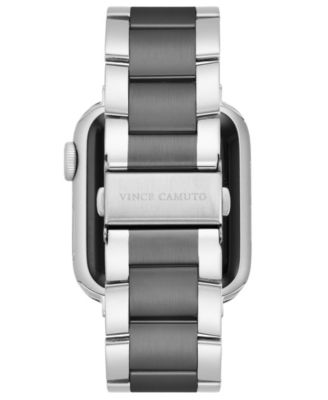 Men's Silver-Tone and Gunmetal Stainless Steel Link Band Compatible with 42mm, 44mm, 45mm, Ultra, Ultra2 Apple Watch