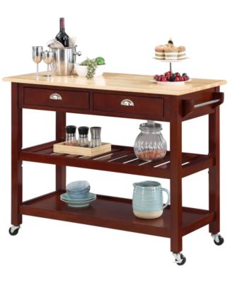 American Heritage 45" Wood 3 Tier Butcher Block Kitchen Cart
