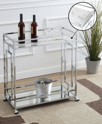 29.25" Chrome Town Square Mirrored Bar Cart