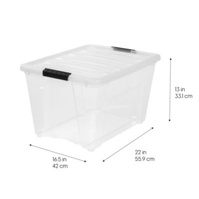 6 Pack 53qt Clear View Plastic Storage Bin with Lid and Secure Latching Buckles